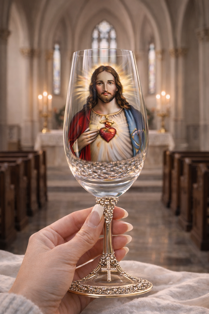 Sacred Heart Wine Glass